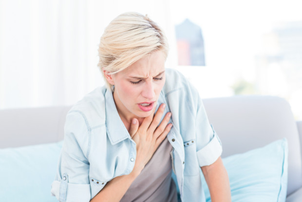 breathing hard because of possible radon poisoning