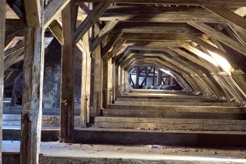 no insulation in attic, illustrating IAQ issues in old Savannah homes